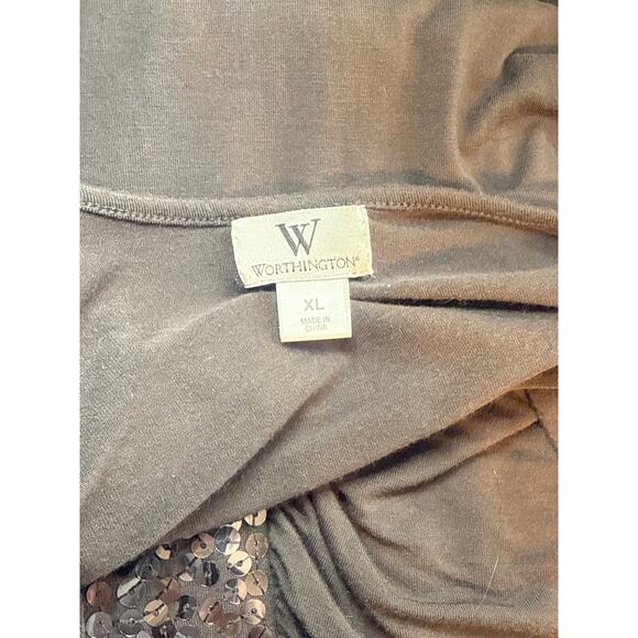 Worthington Sequine Rouched Top Grey XL - Picture 4 of 5